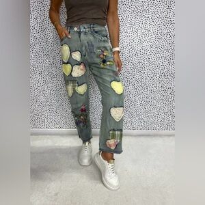 Embroidered Patchwork Women Jeans